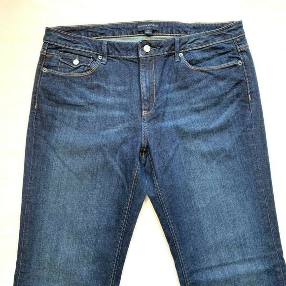 NEW Banana Republic Jeans Women 14L 37x36 Bootcut Stretch Flap Pocket Dark Wash - Picture 3 of 11